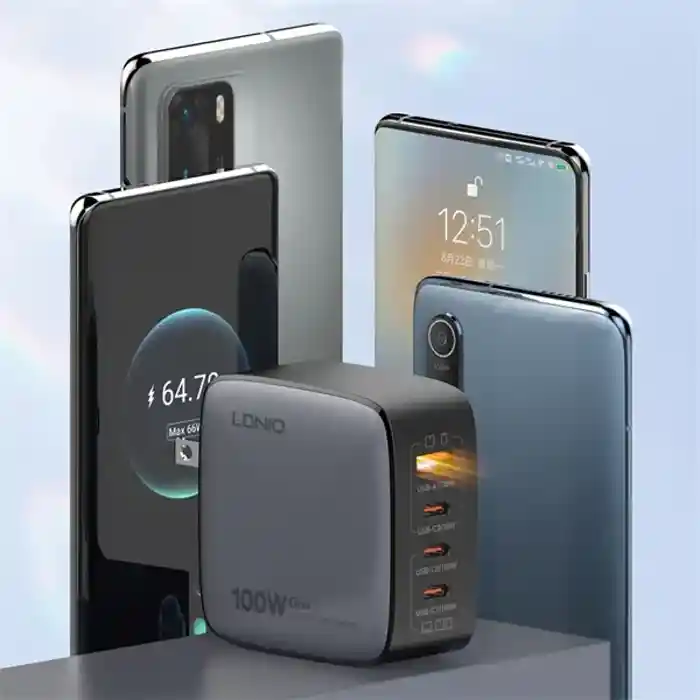 LDNIO Q408 100W GaN Super Fast Charger with Replaceable Plug (US/EU/UK)